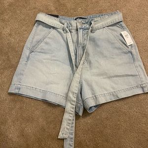 Gap high waisted denim shorts with a tie NWT